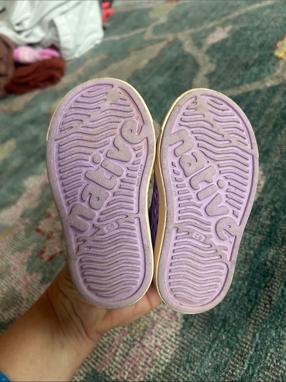 Native Kids Water Shoes in Lavender with Cream Toecaps - Picture 2 of 3